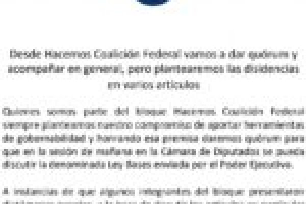 La oposición colaboracionista dará quórum para tratar la Ley Ómnibus en Diputados