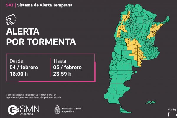 Alerta Amarilla en Corrientes y otras provincias por tormentas y vientos fuertes