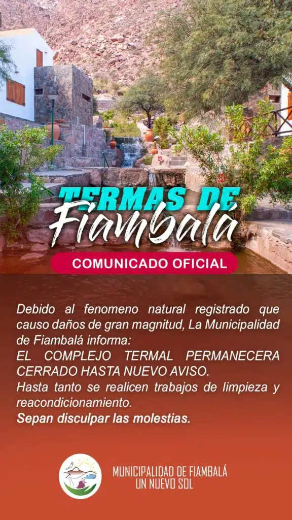 Las Termas de Fiambalá en proceso de restauración por un alud