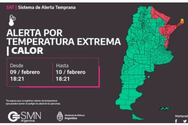 ALERTA ROJA: Corrientes y otras provincias tendrán calor extremo este sábado