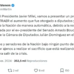 Villarruel confronta con Milei y Menem por la marcha atrás del aumento a los legisladores