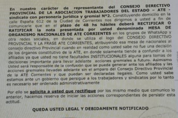 FEROZ INTERNA: Afiliados a ATE Corrientes denuncian persecución