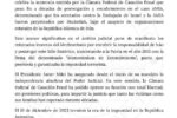 Casación se expresó por fuera del expediente y responsabilizó a Irán del ataque a la AMIA