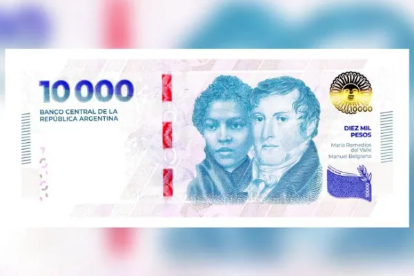 Comenz{o a circular hoy el nuevo billete de $10.000