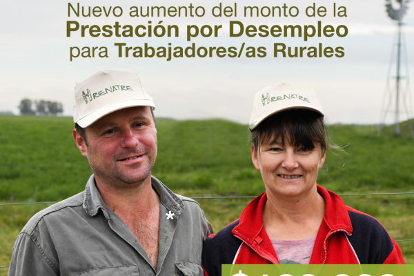 El RENATRE vuelve a aumentar la prestación por desempleo y asciende el monto máximo a $120.000
