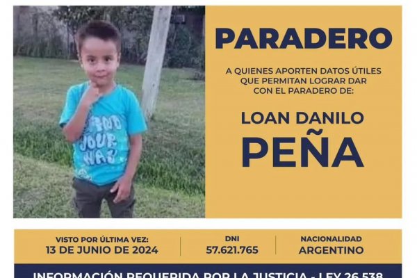 La Policía reitera el pedido de colaboración para dar con el paradero de Loan Peña