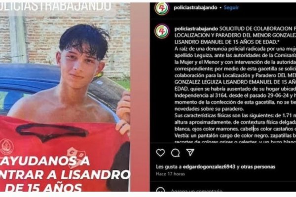 Buscan desesperadamente a Emanuel Leguiza González, un adolescente de 15 años que desapareció en Corrientes
