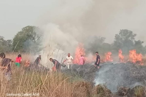 Corrientes: vecinos y policías apagaron un incendio sin ningún tipo de equipos de protección
