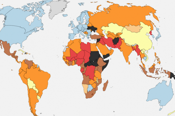 Mapa de la peligrosidad en el mundo en 2025: nivel de riesgo por países