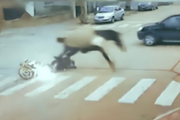 Tremendo e insólito accidente: transitaba con su moto por una avenida y chocó contra un caballo