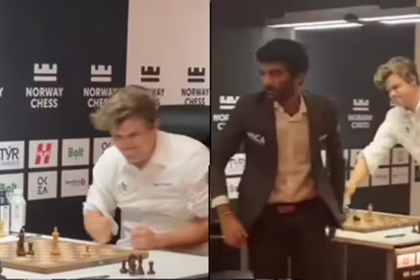 La furiosa reacción del maestro de ajedrez Magnus Carlsen tras perder ante el campeón mundial Gukesh