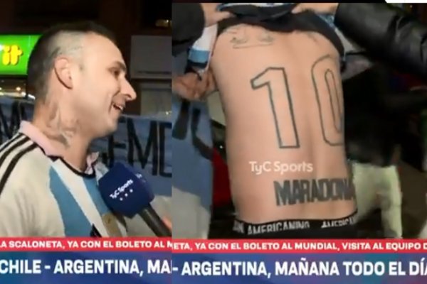 Los increíbles tatuajes de Maradona que tiene este chileno fanático de Argentina