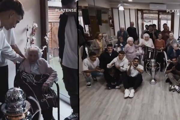 Conmovedor: el plantel de Platense fue a llevarle la copa de campeón a la abuela fanática
