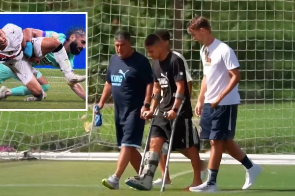 ¡Diablito Echeverri con muletas! El momento en el que un rival le lesionó el tobillo