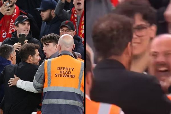 ¿Por Malvinas? Simeone se sacó con un hincha de Liverpool que lo insultó y le gritó el gol en la cara