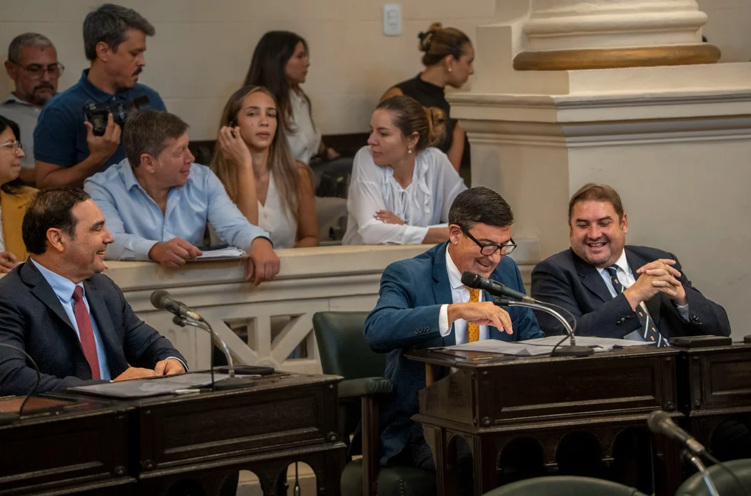 Gustavo Vald&eacute;s, Henry Fick y Diego Pellegrini en la C&aacute;mara de Senadores.