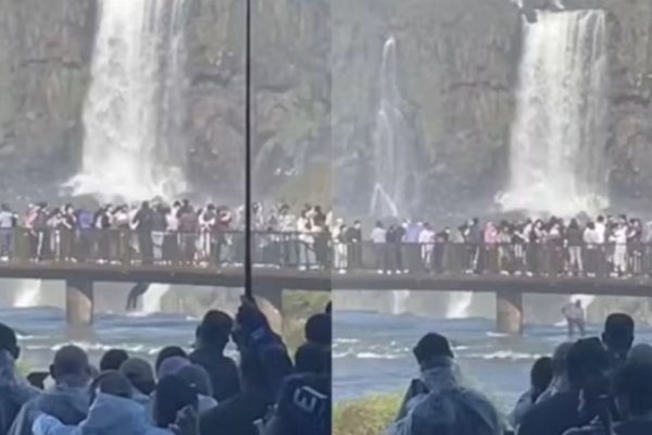 VIDEO | A un turista se le cayó el celular a las Cataratas del Iguazú y se tiró al agua para recuperarlo