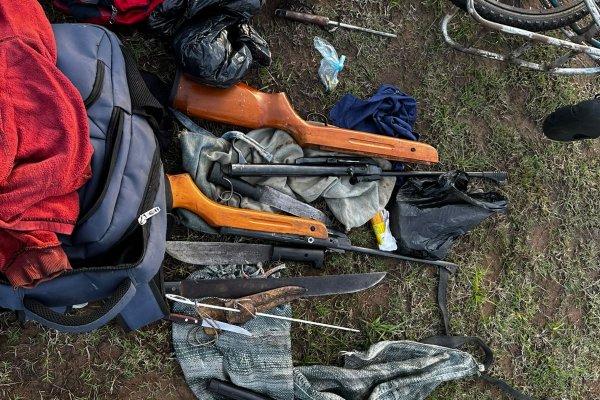 Policías sorprenden a personas con armamentos dentro de un campo en Corrientes